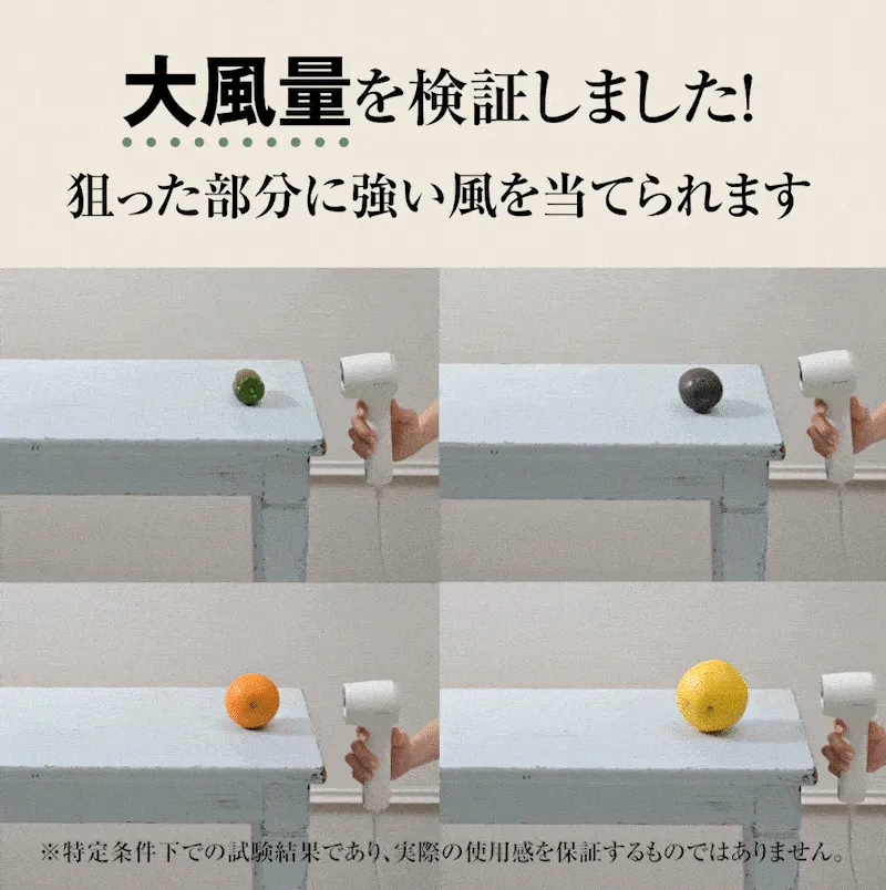 フルーツを動かすほどの大風量検証