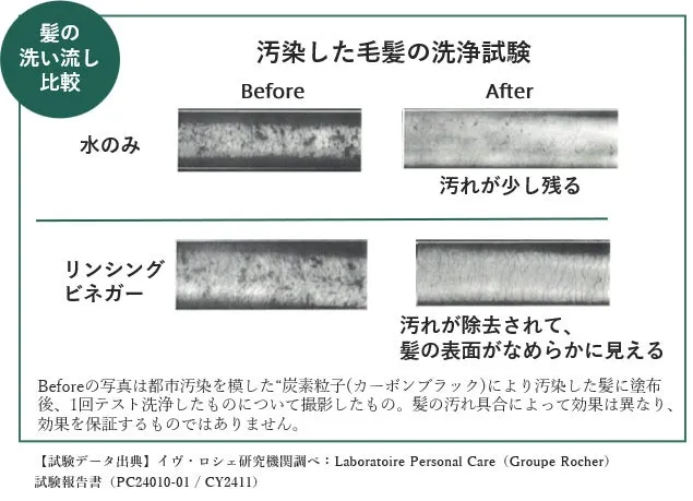 毛髪の洗浄試験結果の比較画像