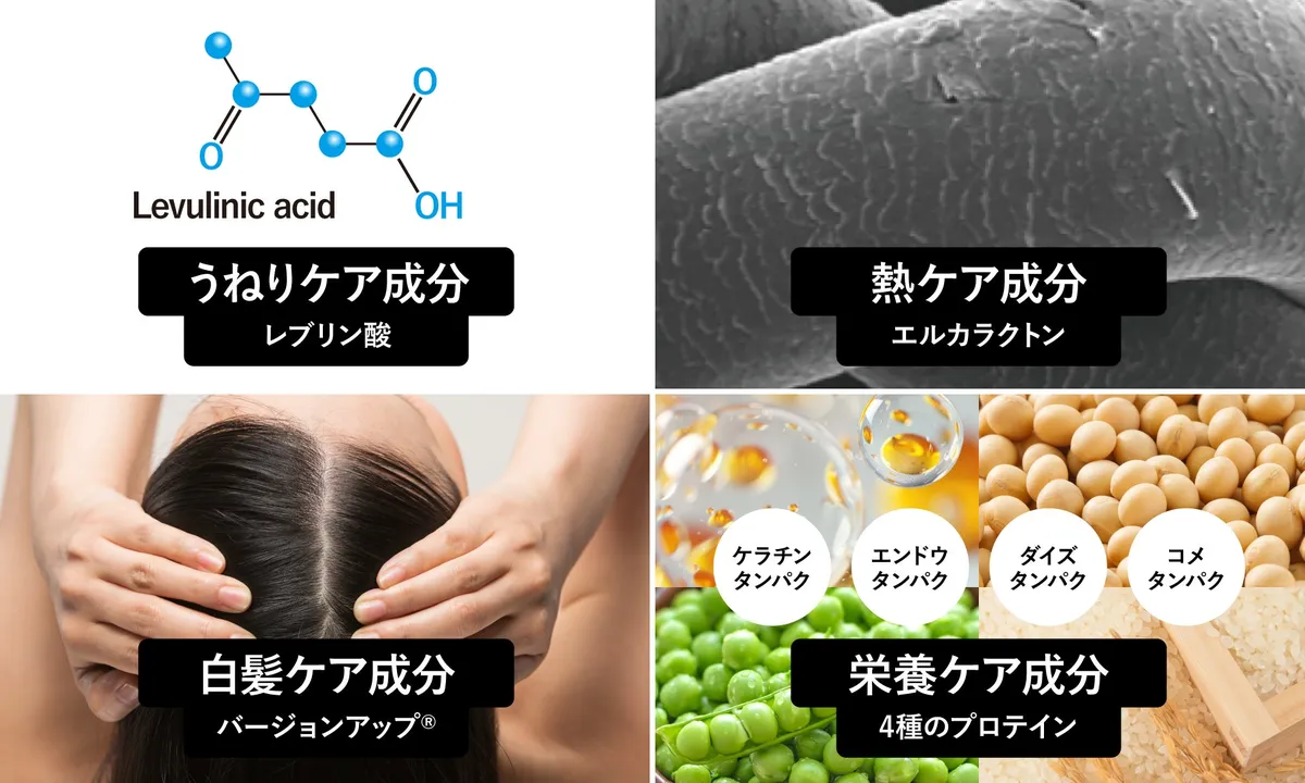 レブリン酸やプロテインなど髪の補修成分の解説