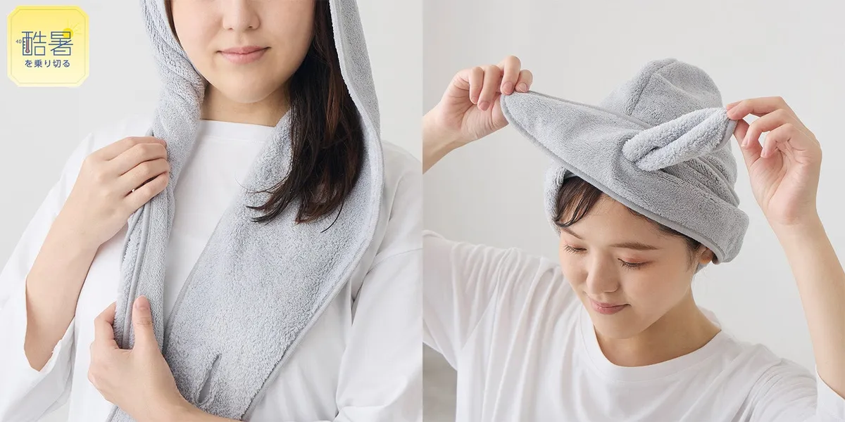 速乾ヘアドライタオル使用イメージ