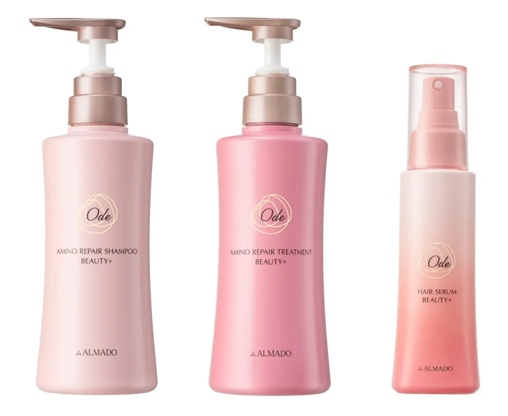 Odeヘアケアシリーズのシャンプー、トリートメント、ヘアセラム