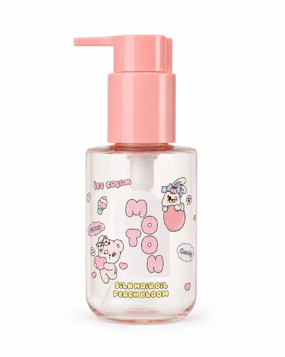 シルクヘアオイル PEACH BLOOMの商品ボトル近影