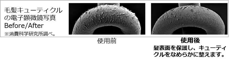 電子顕微鏡で見た使用前後の毛髪キューティクルの比較
