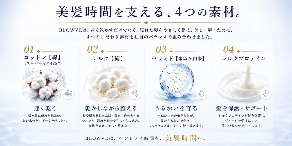 美髪を支える4つのこだわり素材