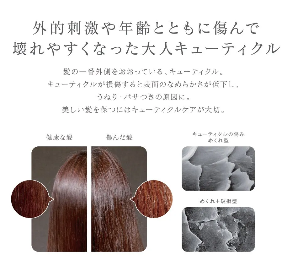 健康な髪と傷んだ髪のキューティクルの比較画像