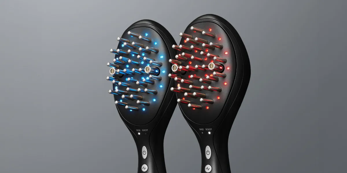 青と赤のLEDが輝くデバイス本体